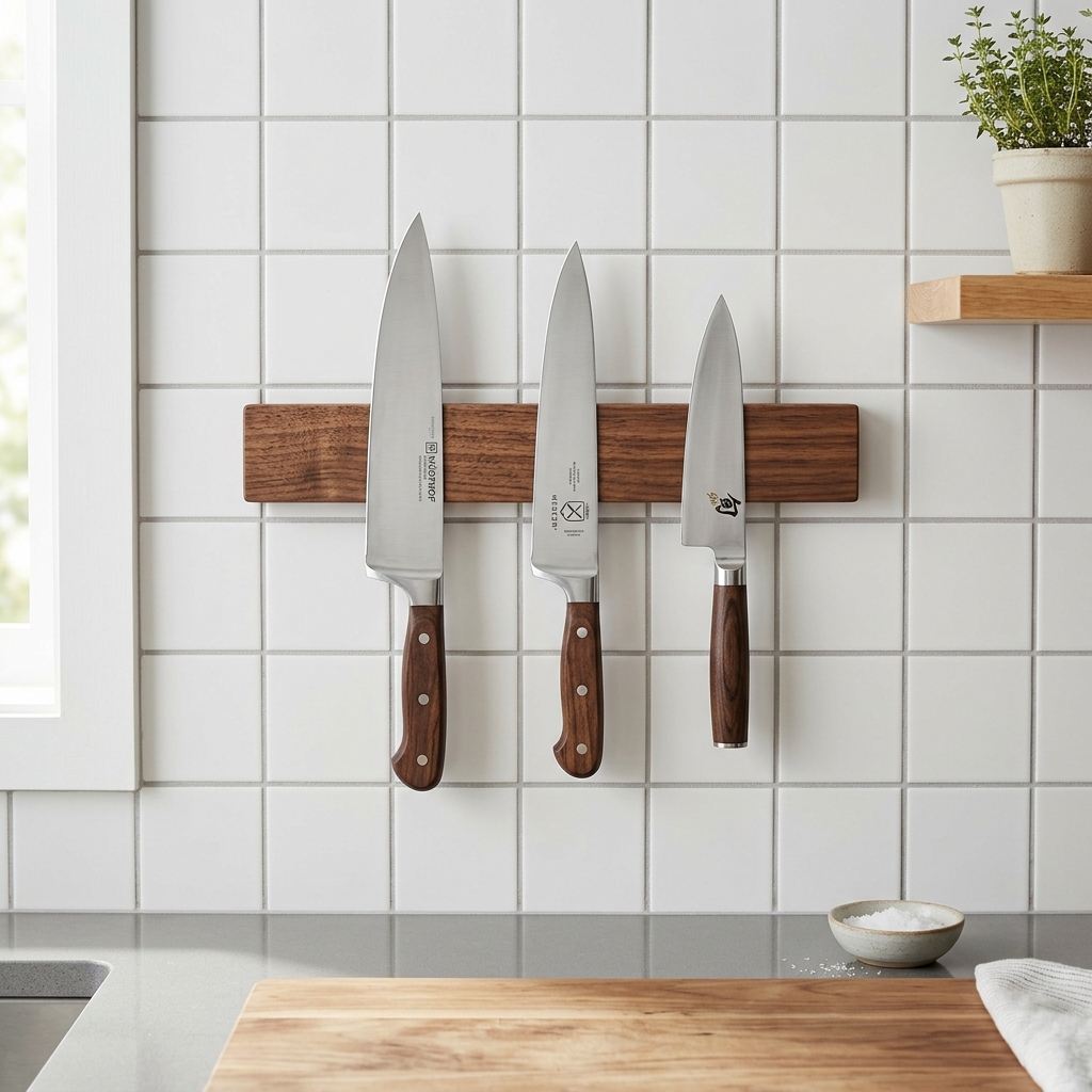 Kệ Dắt Dao Nam Châm Gỗ Walnut